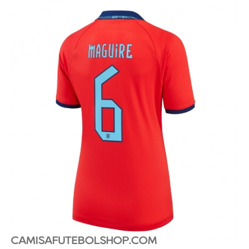 Camisa de time de futebol Inglaterra Harry Maguire #6 Replicas 2º Equipamento Feminina Mundo 2022 Manga Curta